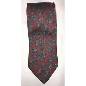 NOS Coburne Square Made in Italy Dark Red Paisley Silk Neck Tie 56"‎ long
